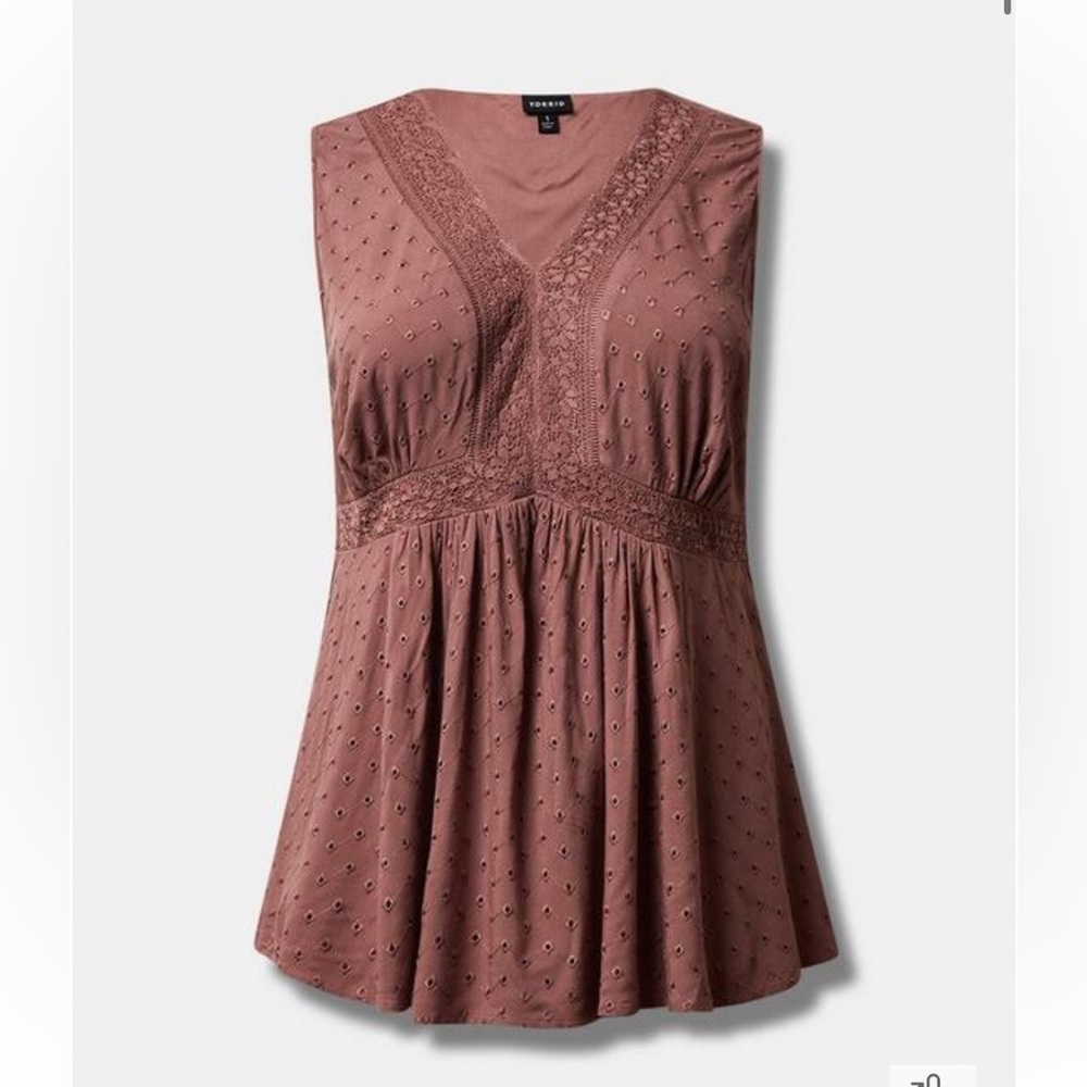 NWT Torrid Mixed Eyelet Sisterhood Baby doll Size 1 Rose Taupe